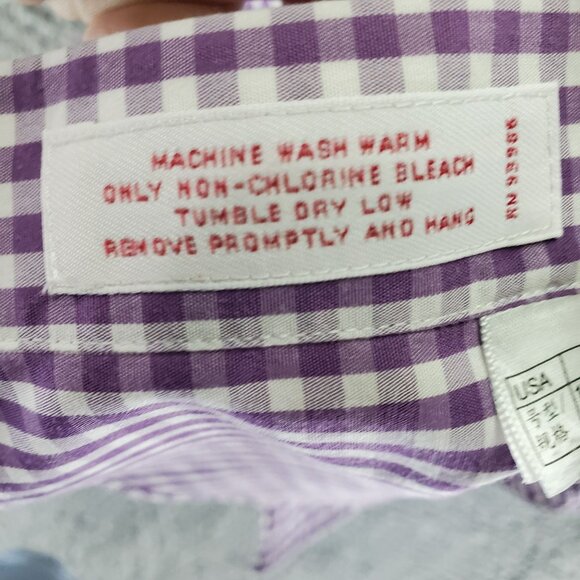 Brooks Brothers Shirt Mens Medium Purple Gingham 346 Original Polo Non-Iron - Picture 5 of 10